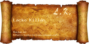 Lacko Kilián névjegykártya
